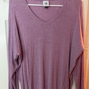 CAbi Lavender Long Sleeve V-Neck Top